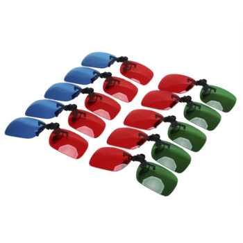 Gafas rojas y cian de 1/2 piezas que se ajustan a la mayoría de gafas graduadas para películas 3D, juegos y TV (1x Clip On ; 1x estilo Anaglyph)